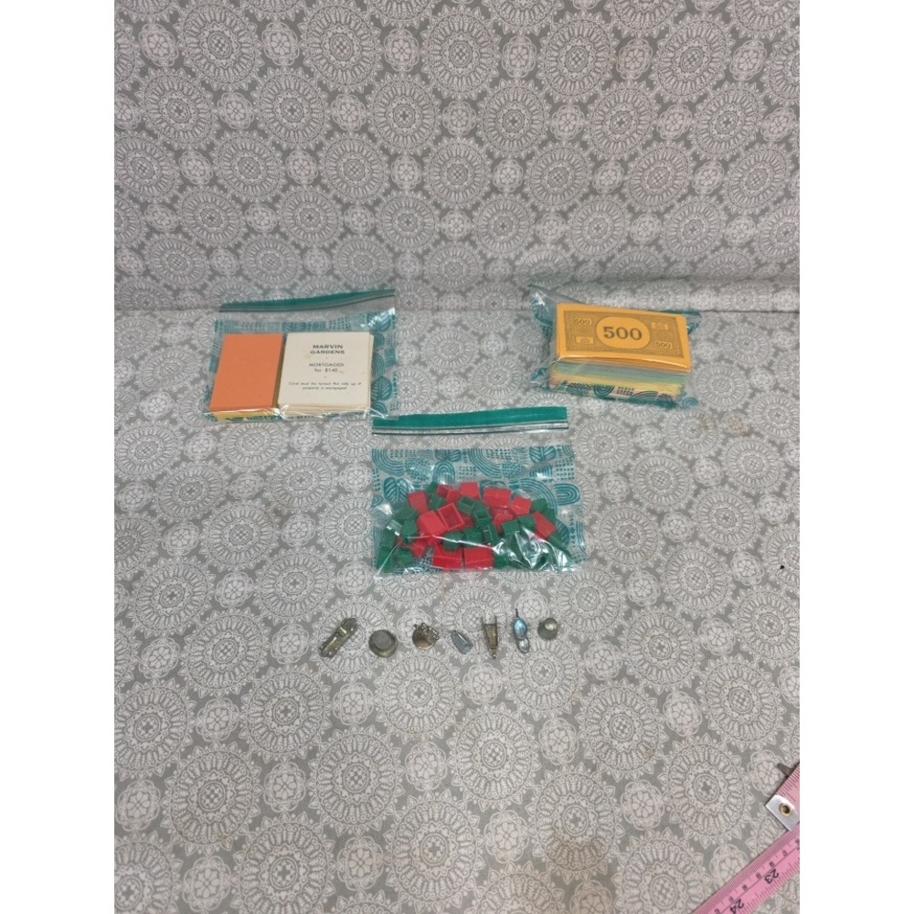 Vintage‎ Monopoly Game Parts: Money Cards Houses Hotels Figures 1964 Thimble Car